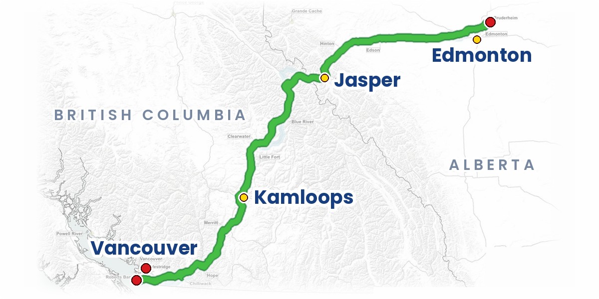 Pacific Link pipeline route from Bruderheim, Alberta to the B.C. coast