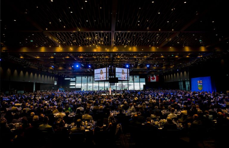 A full ballroom of supporters