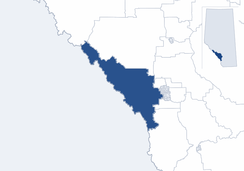 Map of the Banff-Kananaskis electoral division