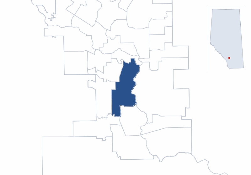 Map of the Calgary-Acadia electoral division