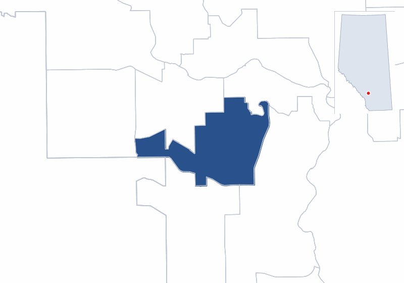 Map of the Calgary-Elbow electoral division