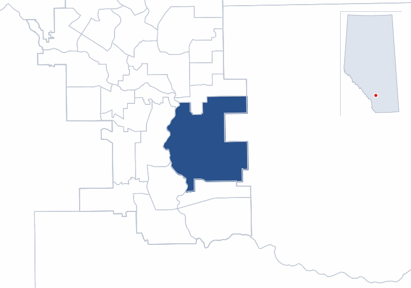 Map of the Calgary-Peigan electoral division