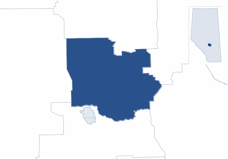 Map of the Lacombe-Ponoka electoral division