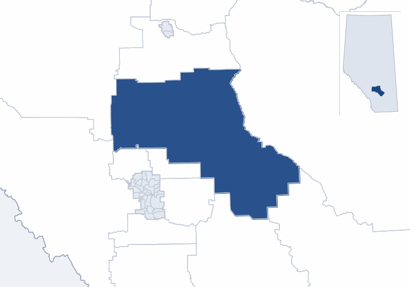 Map of the Olds-Didsbury-Three Hills electoral division