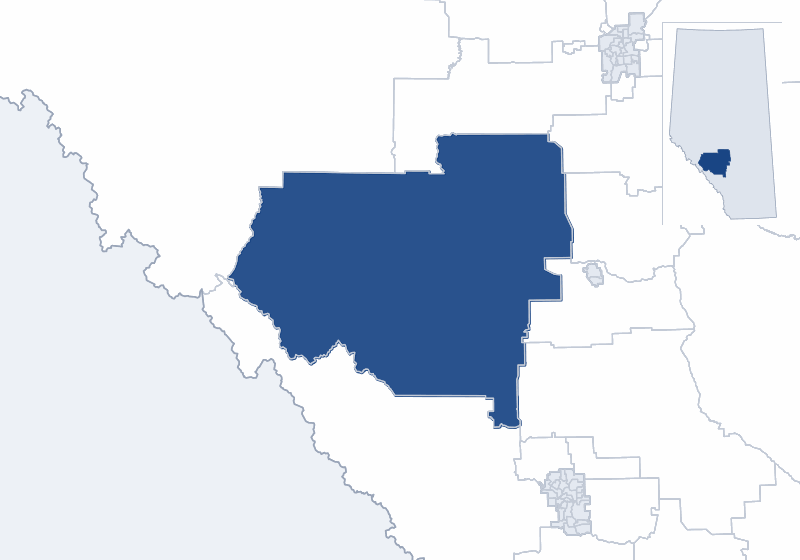Map of the Rimbey-Rocky Mountain House-Sundre electoral division