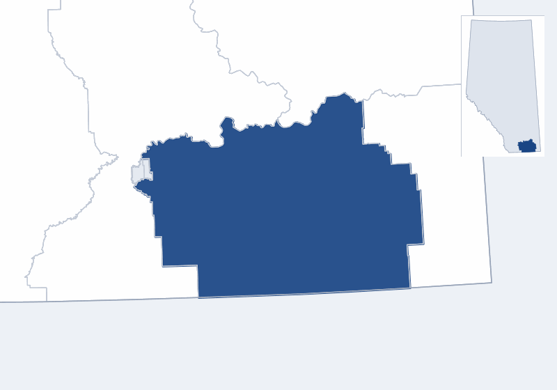 Map of the Taber-Warner electoral division